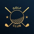 Golf club logo, badge or icon with crossed golf clubs and ball. Vector illustration. Royalty Free Stock Photo